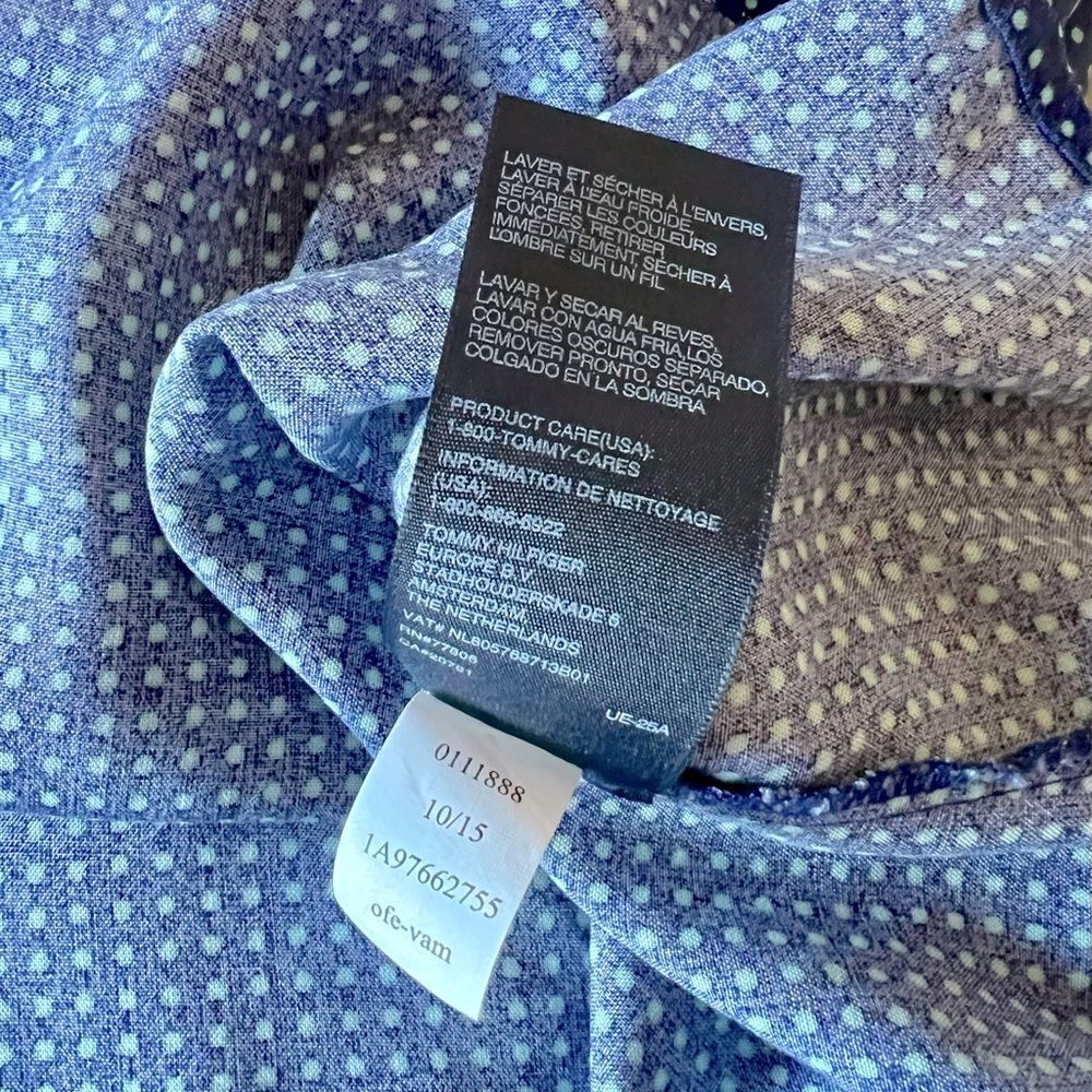 Tommy Hilfiger Navy Polka Dot Shirt XXL - Picture 10 of 12